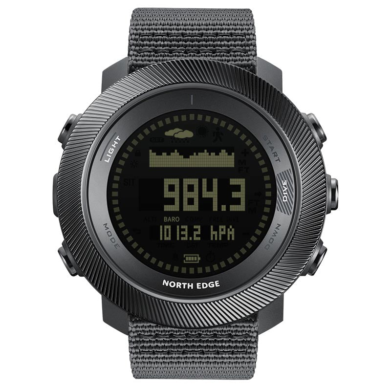 NORTH EDGE APACHE-D Freediving Computer Watch Compass Altimeter Barometer Safety Stop Reminder 200 Diving Log World Time 10ATM Waterproof