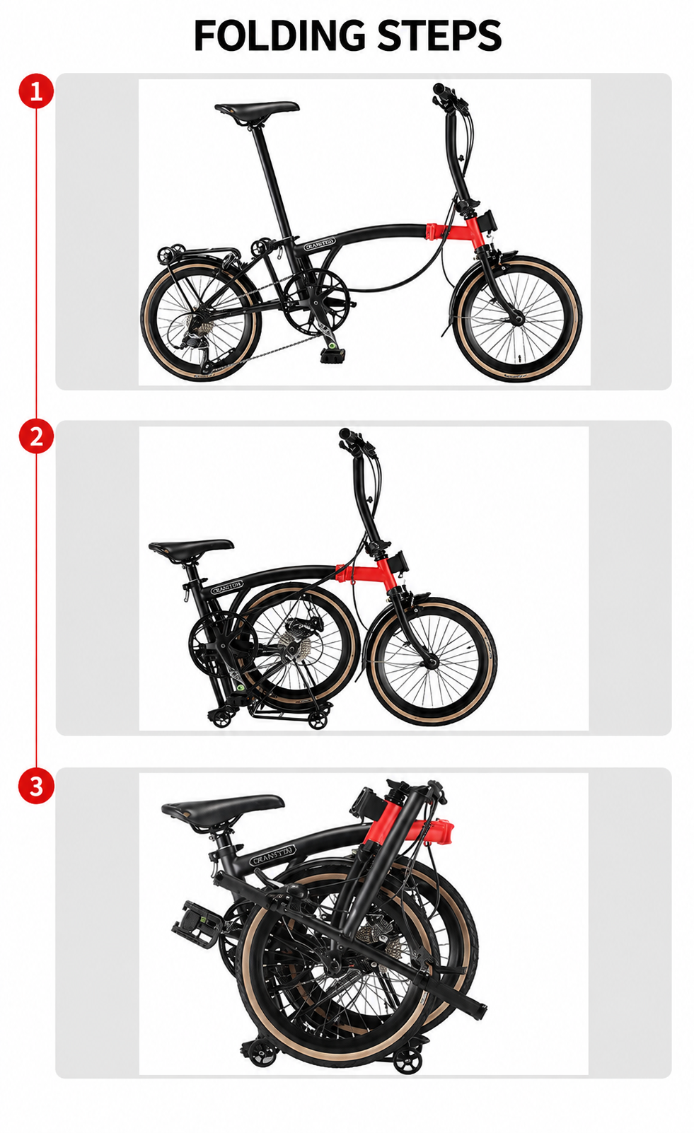 CRANSTON 16″ 9-Speed Triple-Folding City Bike