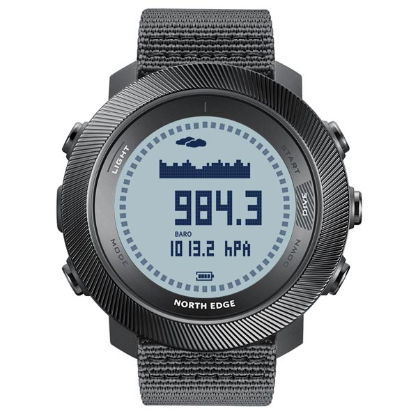 NORTH EDGE APACHE-D Freediving Computer Watch Compass Altimeter Barometer Safety Stop Reminder 200 Diving Log World Time 10ATM Waterproof