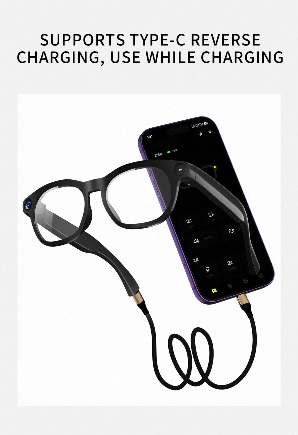 AI Smart Camera Glasses – 8MP 1080P HD Video, Bluetooth 5.3 & Translation