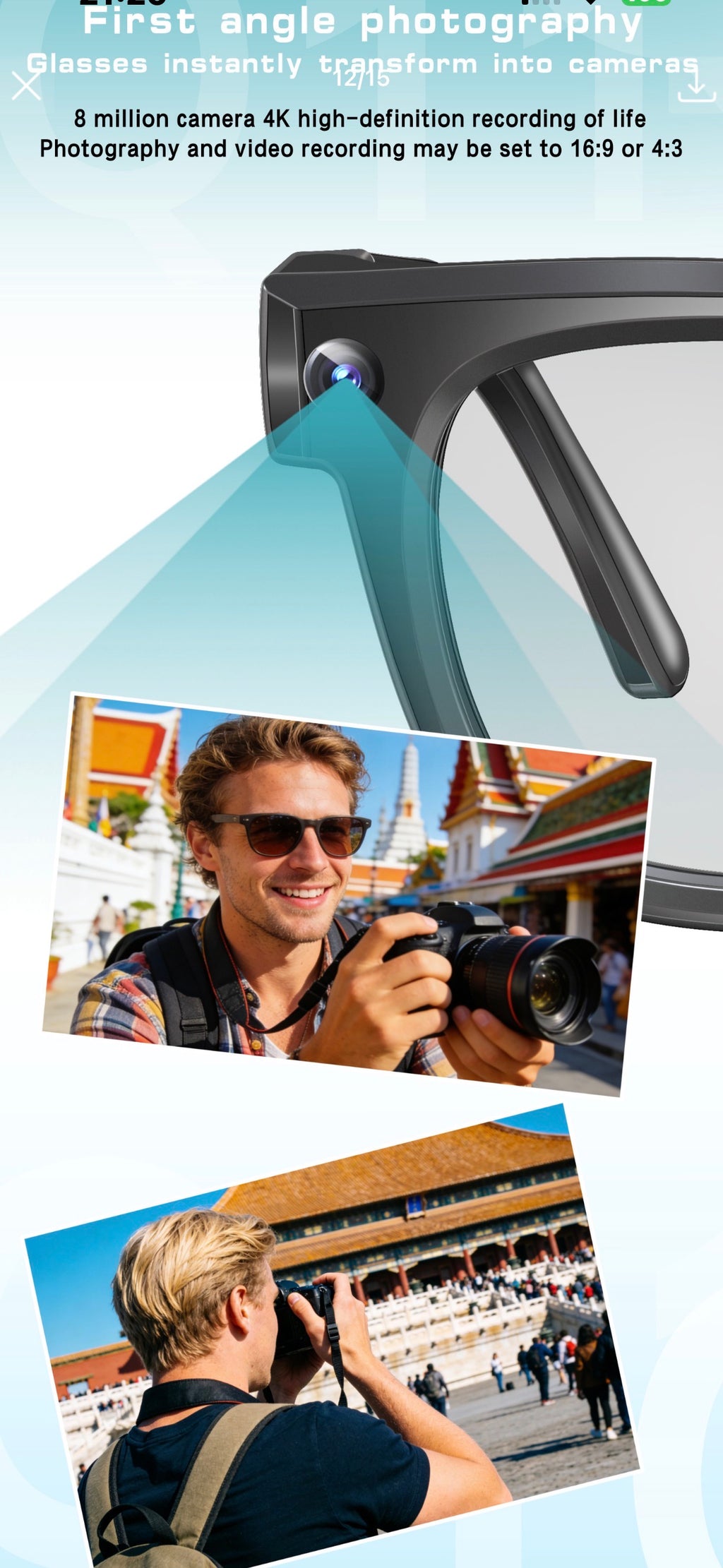 Q11 AI Smart Glasses with 4K Camera, Real-Time Translation, Voice Control & 3D Stereo Audio
