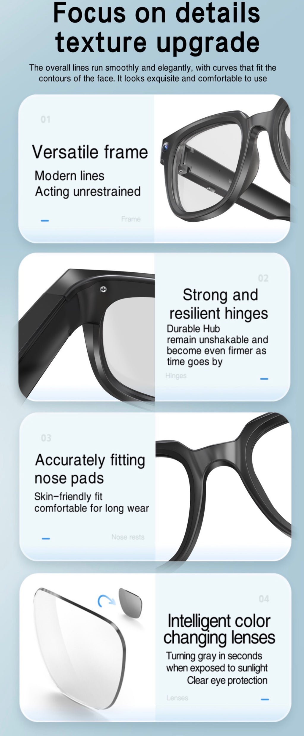 Q11 AI Smart Glasses with 4K Camera, Real-Time Translation, Voice Control & 3D Stereo Audio