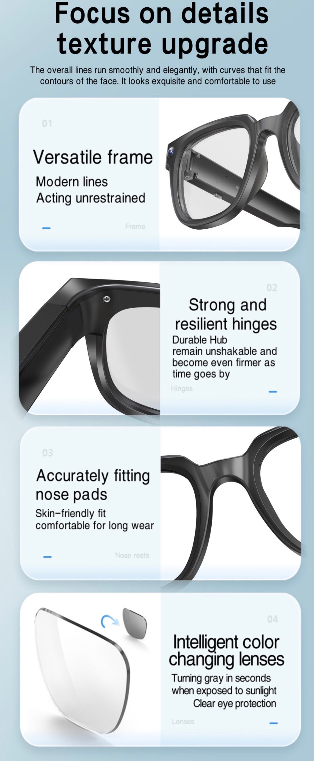 Q11 AI Smart Glasses with 4K Camera, Real-Time Translation, Voice Control & 3D Stereo Audio