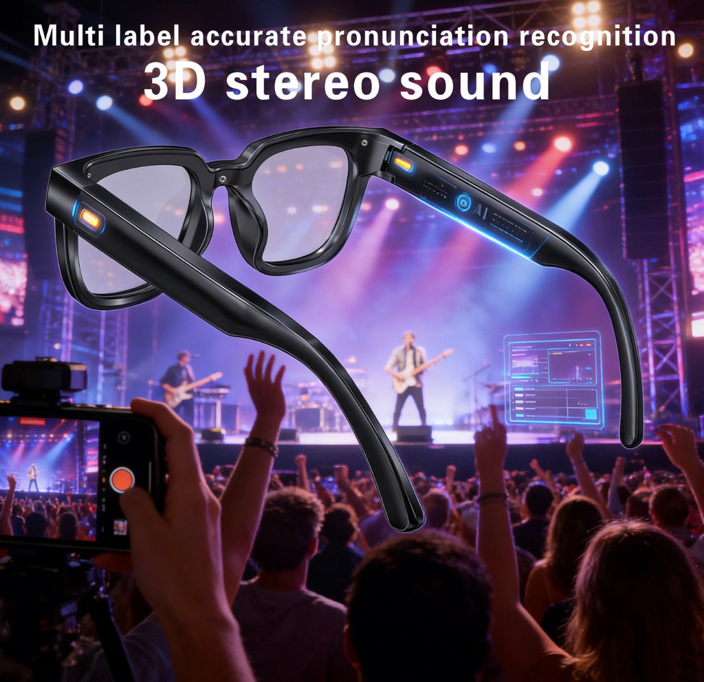 Q11 AI Smart Glasses with 4K Camera, Real-Time Translation, Voice Control & 3D Stereo Audio