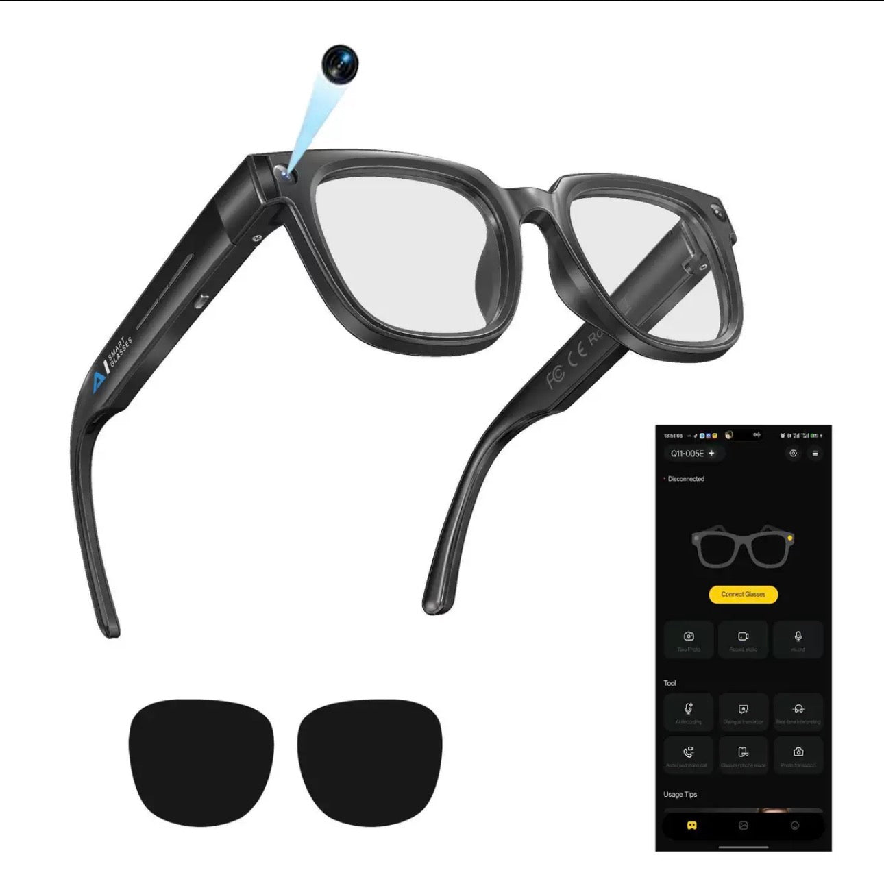 Q11 AI Smart Glasses with 4K Camera, Real-Time Translation, Voice Control & 3D Stereo Audio