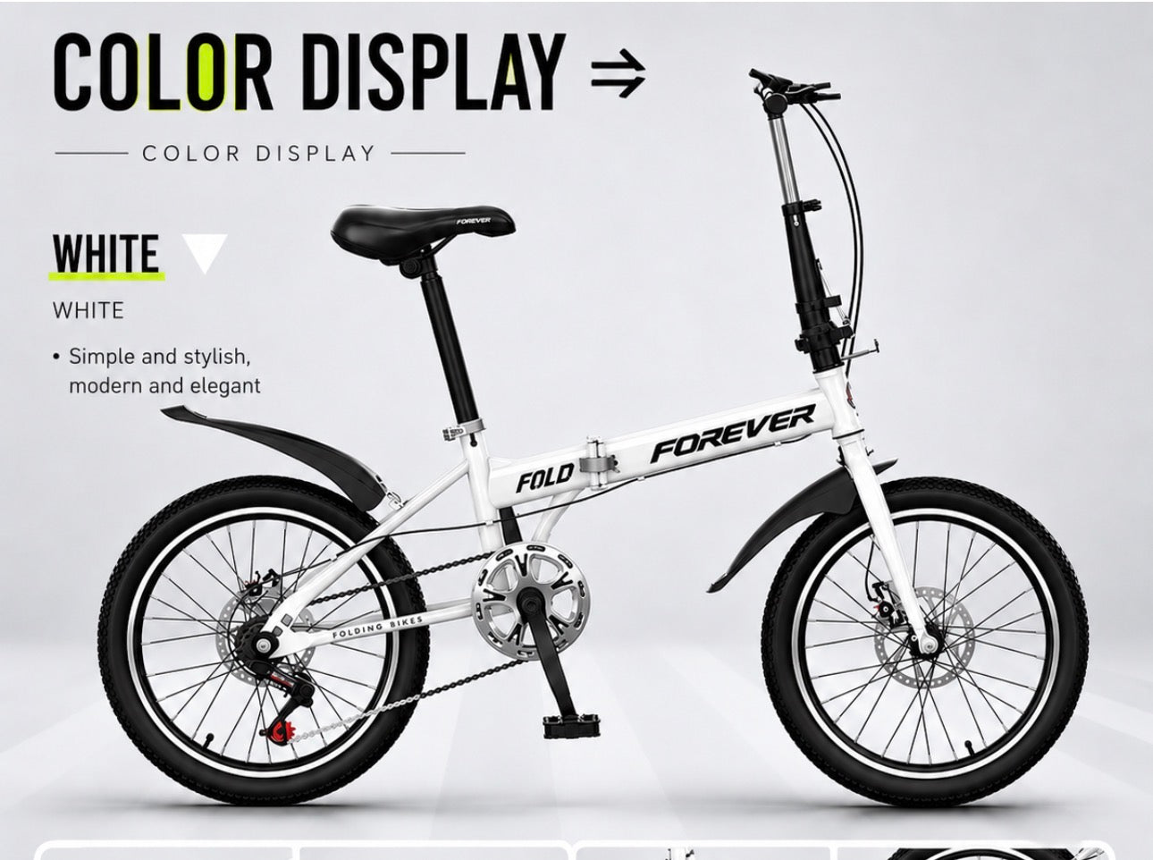 FOREVER Folding Bike 7-Speed Lightweight City Commuter Bicycle 16"/20"/22"