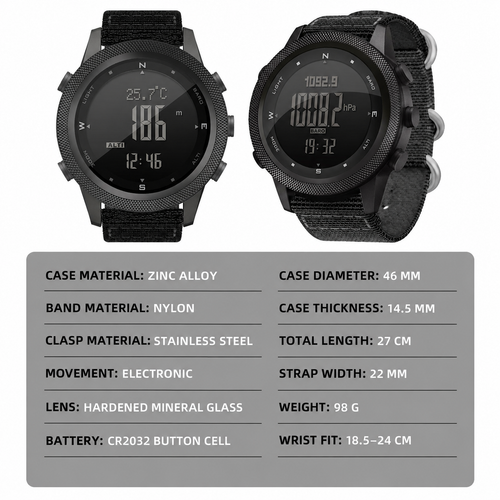 AP46 outdoor watch dimensions and material specifications
