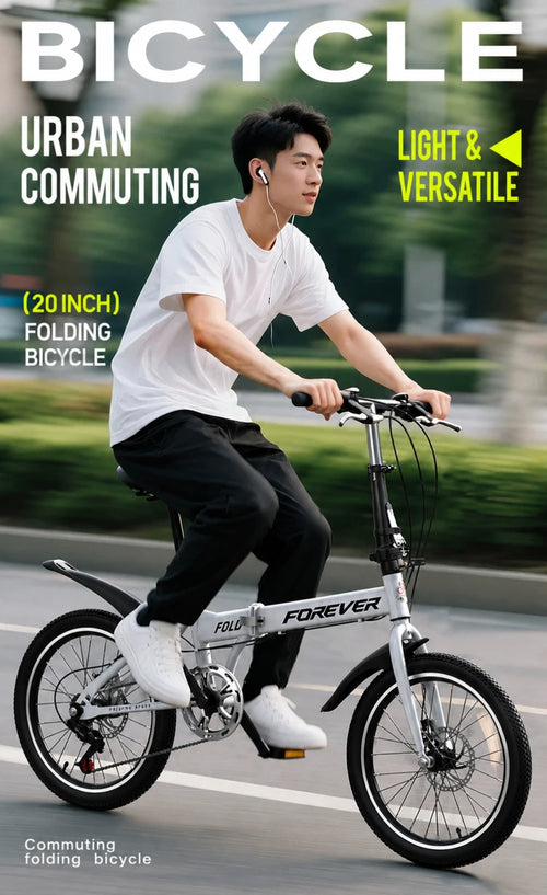FOREVER Folding Bike 7-Speed Lightweight City Commuter Bicycle 16"/20"/22"