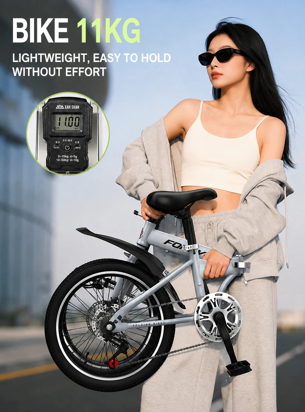 FOREVER Folding Bike 7-Speed Lightweight City Commuter Bicycle 16"/20"/22"