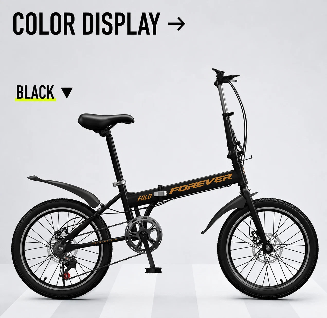 FOREVER Folding Bike 7-Speed Lightweight City Commuter Bicycle 16"/20"/22"