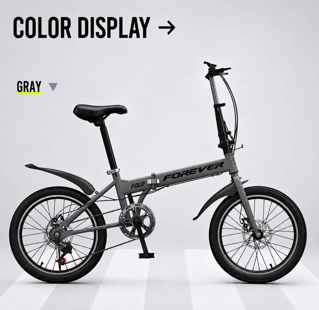 FOREVER Folding Bike 7-Speed Lightweight City Commuter Bicycle 16"/20"/22"
