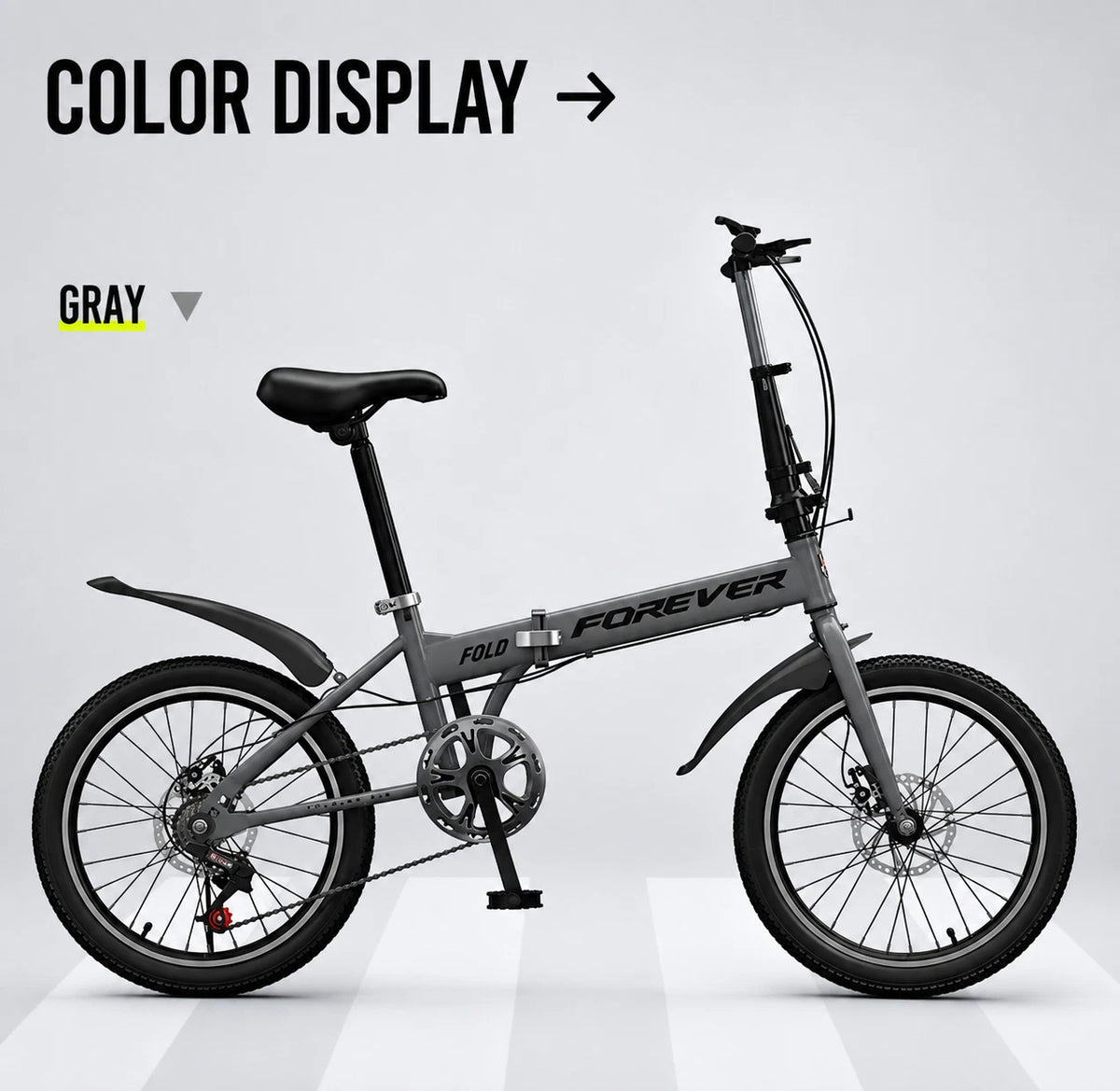 FOREVER Folding Bike 7-Speed Lightweight City Commuter Bicycle 16"/20"/22"